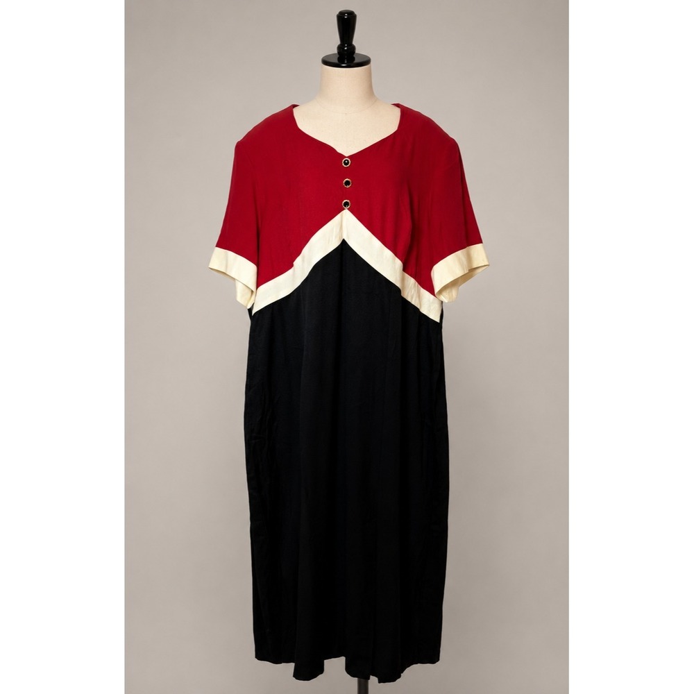 Clues‎ Collections Vintage Colorblock Statement Dress Timeless Bold Color SZ 24W